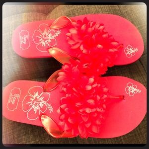 Red Flowered Flip-Flops